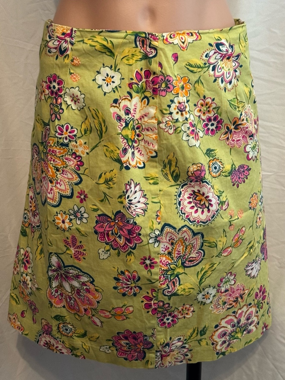 Lily Lime Green Floral Mini Skirt with Pink Floral Accents XL